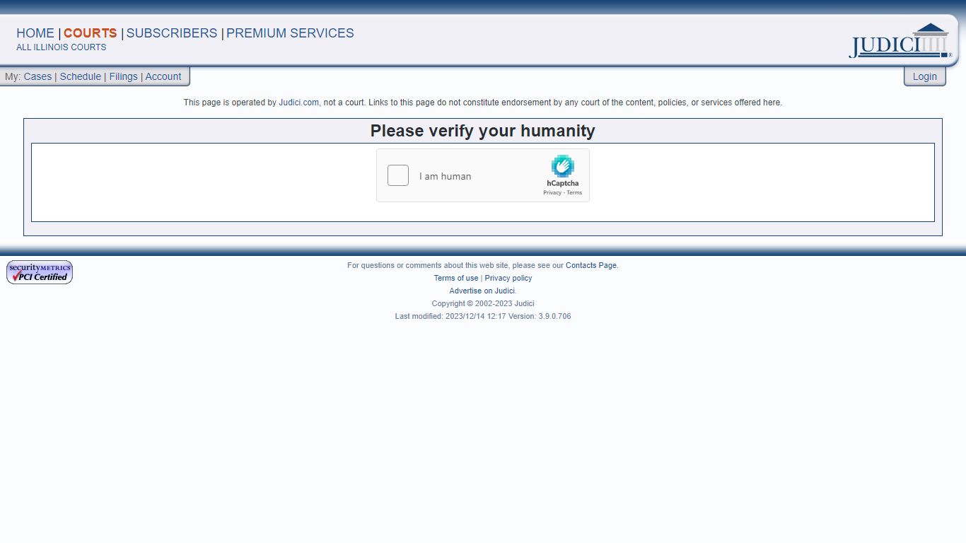 Judici Welcome Page